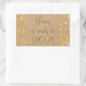 Sticker Rectangulaire Cœurs Dorés Elle est Prête à Accoucher Cadeau de B (Sac)