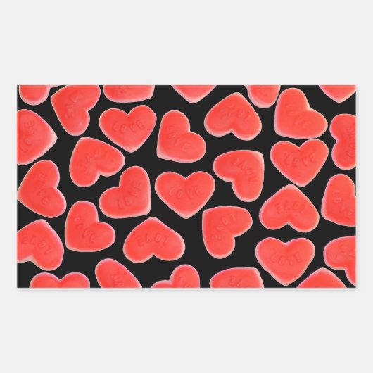 Sticker Rectangulaire Coeurs doux rectangle de l'autocollant noir (Devant)