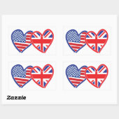 Sticker Rectangulaire Coeurs du drapeau américain Union Jack (Feuille)