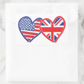 Sticker Rectangulaire Coeurs du drapeau américain Union Jack (Sac)