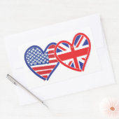 Sticker Rectangulaire Coeurs du drapeau américain Union Jack (Enveloppe)