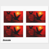 Sticker Rectangulaire Coeurs et colombes (Feuille)