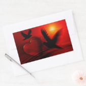 Sticker Rectangulaire Coeurs et colombes (Enveloppe)
