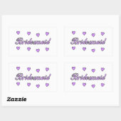 Sticker Rectangulaire Coeurs Mariages de Bridesmaid (Feuille)