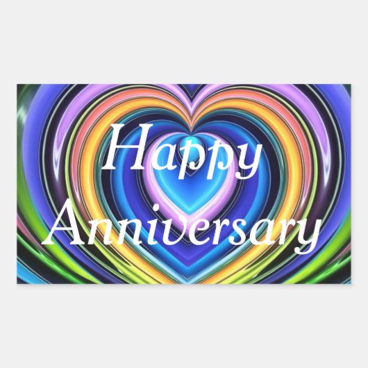 Sticker Rectangulaire coeurs multicolores (Devant)