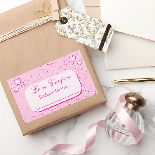 Sticker Rectangulaire Coeurs roses Coupons d'amour Saint-Valentin (Cadeaux)