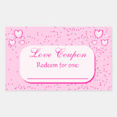 Sticker Rectangulaire Coeurs roses Coupons d'amour Saint-Valentin (Devant)