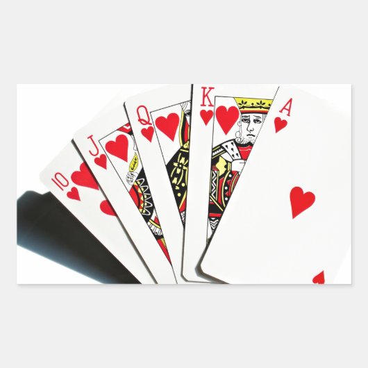 Sticker Rectangulaire Coeurs Royal Flush (Devant)