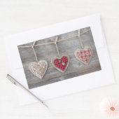 Sticker Rectangulaire Coeurs sur une table en bois (Enveloppe)