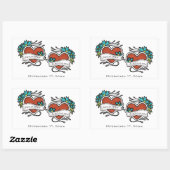Sticker Rectangulaire Coeurs tatoués, Mariage graphique de tatouage (Feuille)