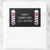 Sticker Rectangulaire Coiffeur classique rouge et bleu (Sac)