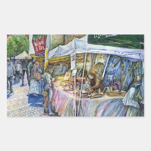 Sticker Rectangulaire Coin de Flying Pig Farm et Wine a Bit. (Devant)