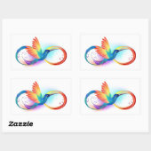 Sticker Rectangulaire Colibri arc-en-ciel avec symbole Infinity (Feuille)
