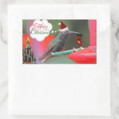 Sticker Rectangulaire Colibri de Joyeux Noël (Sac)