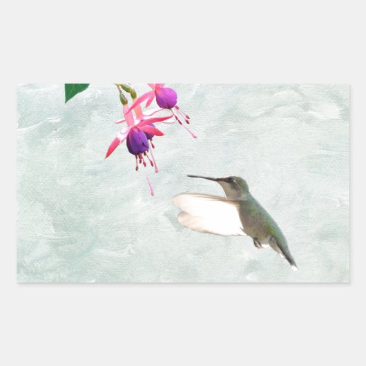 Sticker Rectangulaire Colibri et Fuschia (Devant)
