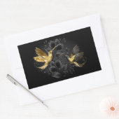 Sticker Rectangulaire Colibri noir et or (Enveloppe)
