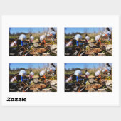 Sticker Rectangulaire Collaboration de personnages Fubby sur une planche (Feuille)