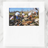 Sticker Rectangulaire Collaboration de personnages Fubby sur une planche (Sac)