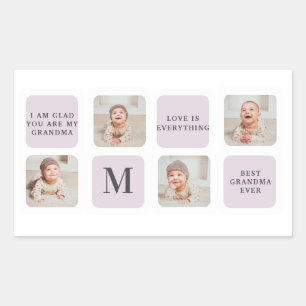 Sticker Rectangulaire Collage Photo Purple Best Mom Ever Cadeau