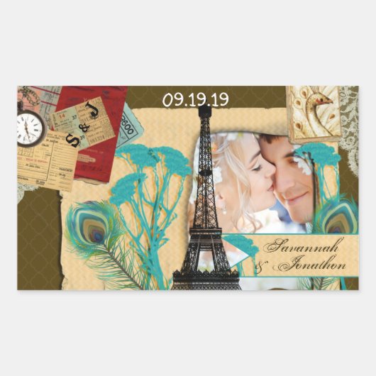 Sticker Rectangulaire Collage photo Vintage personnalisé (Devant)