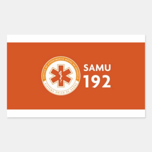 Sticker Rectangulaire Colle Logomarca SAMU 192 - fond rouge (Devant)