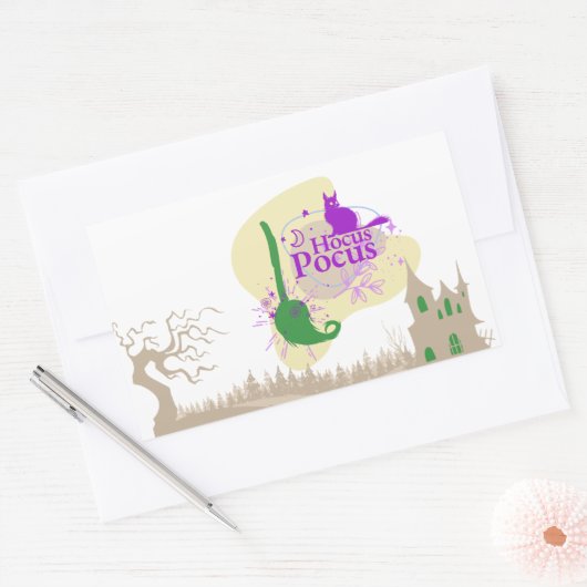 Sticker Rectangulaire Collection de timbres Halloween "Hocus Pocus" (Enveloppe)