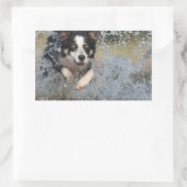 Sticker Rectangulaire collie frontière courant dans l'eau (Sac)