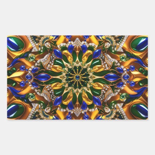 Sticker Rectangulaire Collier rectangle aux couleurs du Brésil (Devant)