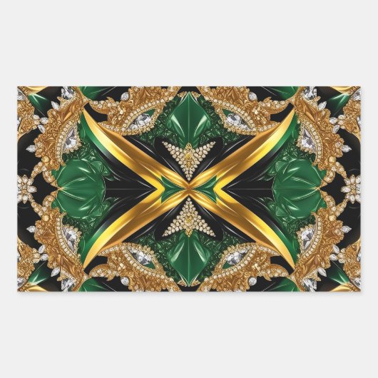 Sticker Rectangulaire Collier rectangle aux couleurs jamaïcaines (Devant)