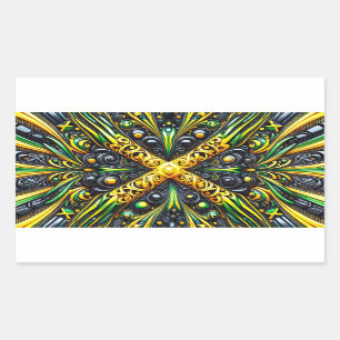 Sticker Rectangulaire Collier rectangle aux couleurs jamaïcaines