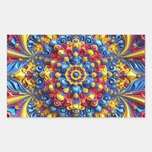 Sticker Rectangulaire Collier rectangle avec couleurs roumaines (Devant)