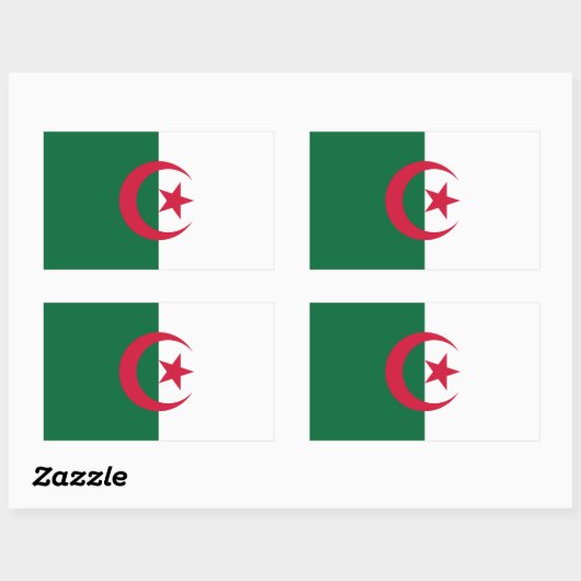 Sticker Rectangulaire Collier rectangle avec Drapeau d'Algérie (Feuille)