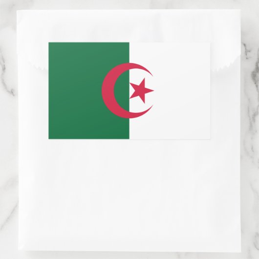 Sticker Rectangulaire Collier rectangle avec Drapeau d'Algérie (Sac)