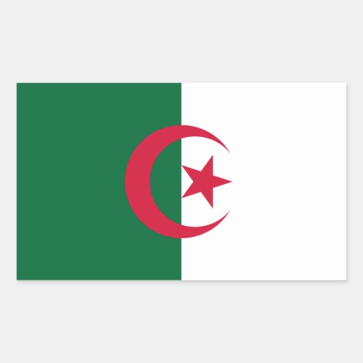 Sticker Rectangulaire Collier rectangle avec Drapeau d'Algérie (Devant)