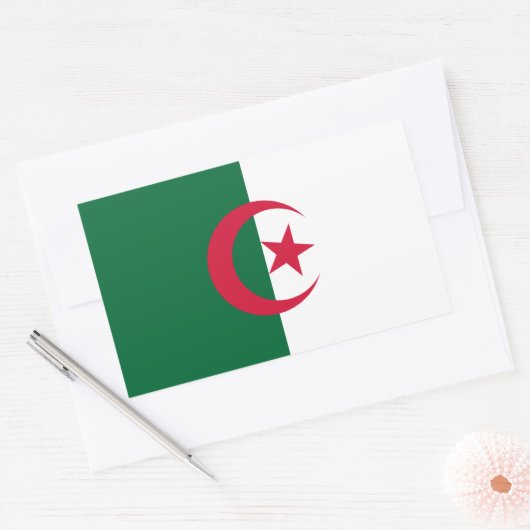 Sticker Rectangulaire Collier rectangle avec Drapeau d'Algérie (Enveloppe)