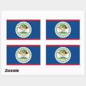 Sticker Rectangulaire Collier rectangle avec Drapeau de Belize (Feuille)