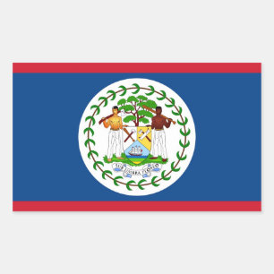 Sticker Rectangulaire Collier rectangle avec Drapeau de Belize