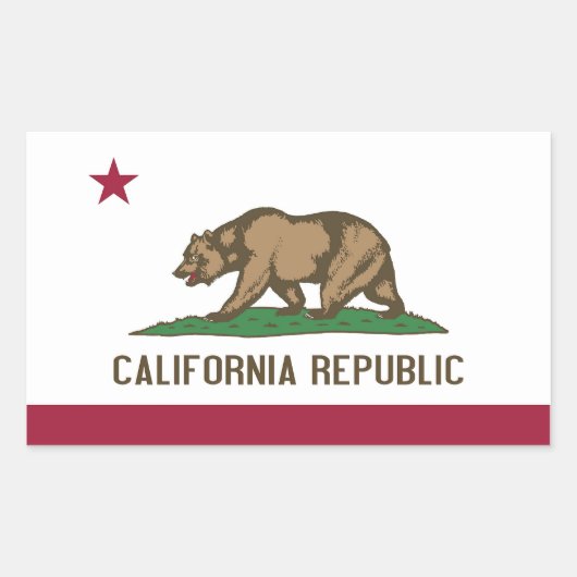 Sticker Rectangulaire Collier rectangle avec Drapeau de Californie, U.S. (Devant)