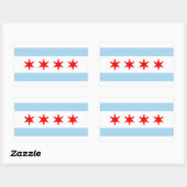 Sticker Rectangulaire Collier rectangle avec Drapeau de Chicago, États-U (Feuille)