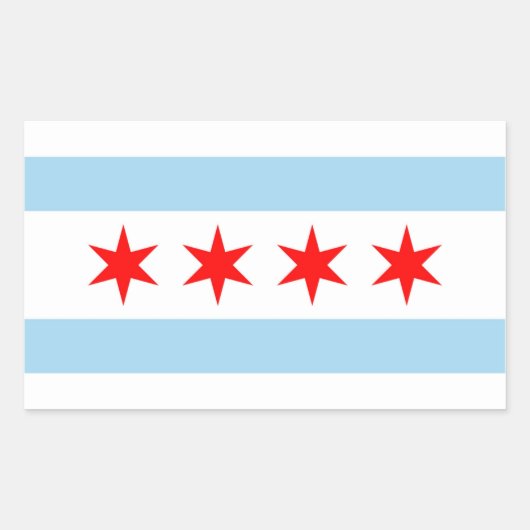 Sticker Rectangulaire Collier rectangle avec Drapeau de Chicago, États-U (Devant)