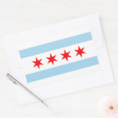 Sticker Rectangulaire Collier rectangle avec Drapeau de Chicago, États-U (Enveloppe)