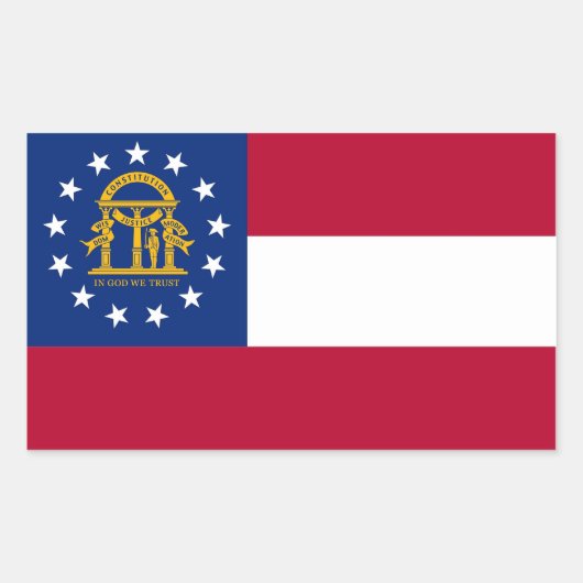 Sticker Rectangulaire Collier rectangle avec Drapeau de Géorgie, U.S.A. (Devant)