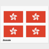 Sticker Rectangulaire Collier rectangle avec Drapeau de Hong Kong, Chine (Feuille)