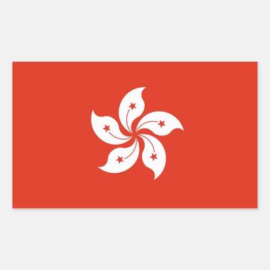 Sticker Rectangulaire Collier rectangle avec Drapeau de Hong Kong, Chine (Devant)