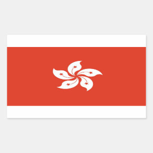 Sticker Rectangulaire Collier rectangle avec Drapeau de Hong Kong, Chine