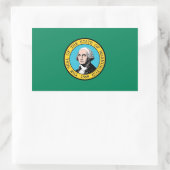 Sticker Rectangulaire Collier rectangle avec Drapeau de l'État de Washin (Sac)