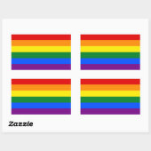 Sticker Rectangulaire Collier rectangle avec Drapeau de LGBT (Feuille)