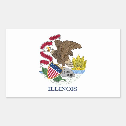 Sticker Rectangulaire Collier rectangle avec Drapeau de l'Illinois, État (Devant)