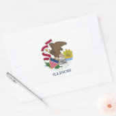 Sticker Rectangulaire Collier rectangle avec Drapeau de l'Illinois, État (Enveloppe)