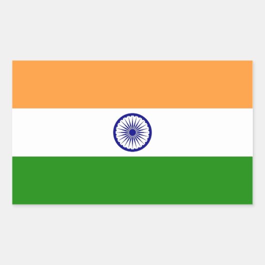 Sticker Rectangulaire Collier rectangle avec Drapeau de l'Inde (Devant)